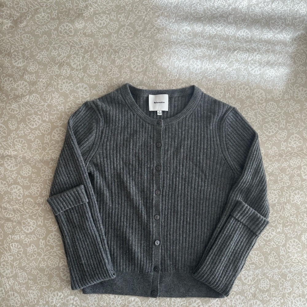 Reformation Cashmere Ribbed Cardigan